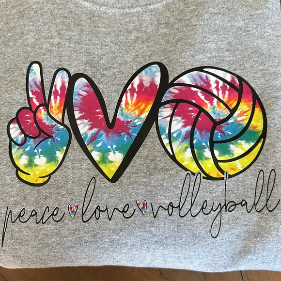 NEW Volleyball Sweatshirt Tye Dye “Peace, Love, Volleyball” Shirt Sz Medium - Picture 4 of 6